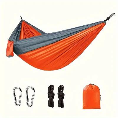 Outdoor Lightweight Double Nylon Camping Hammock with Hanging Straps Orange