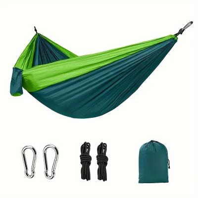 Outdoor Lightweight Double Nylon Camping Hammock with Hanging Straps Green