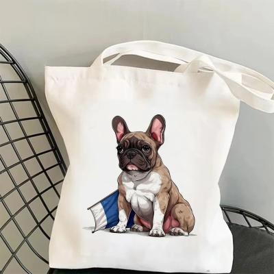 Charming Dog Design Canvas Shopping Tote Bag