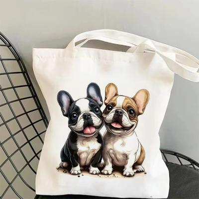 Adorable Puppy Cartoon Canvas Shoulder Bag