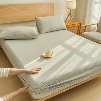 PureNest Check Cotton Sheet – Queen Size Elastic-Fit Bedding
