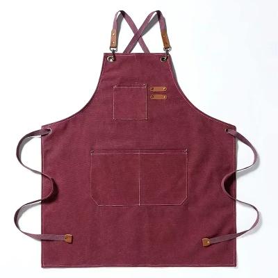 New Fashion Canvas Kitchen Apron Burgundy
