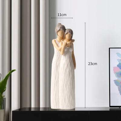Tender Mother with Baby Statue Modern Desktop Figurine