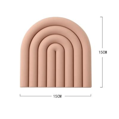 Rainbow Silicone Table Mat  Heat Resistant Coaster and Pot Holder Pink 15cm
