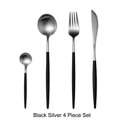 Luxury Stainless Steel 18/10 Black Silver Finish Cutlery Set 4pce