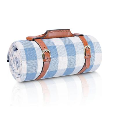 AussieCamp Extra Large Waterproof Blue Grids Picnic Blanket 200x200cm