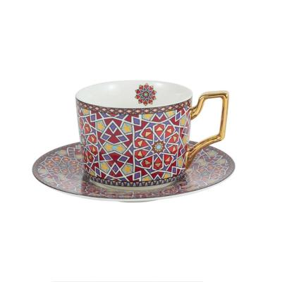 Luxury European Ceramic Coffee Cup &amp;amp;amp; Saucer Set 2pc Red
